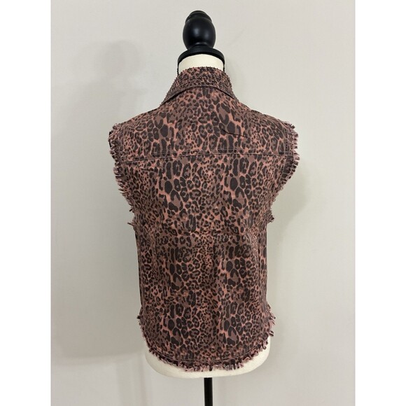 English Rose Womens Animal Print Sleeveless Vest Beaded Collar NWOT Size M/L - Picture 8 of 14